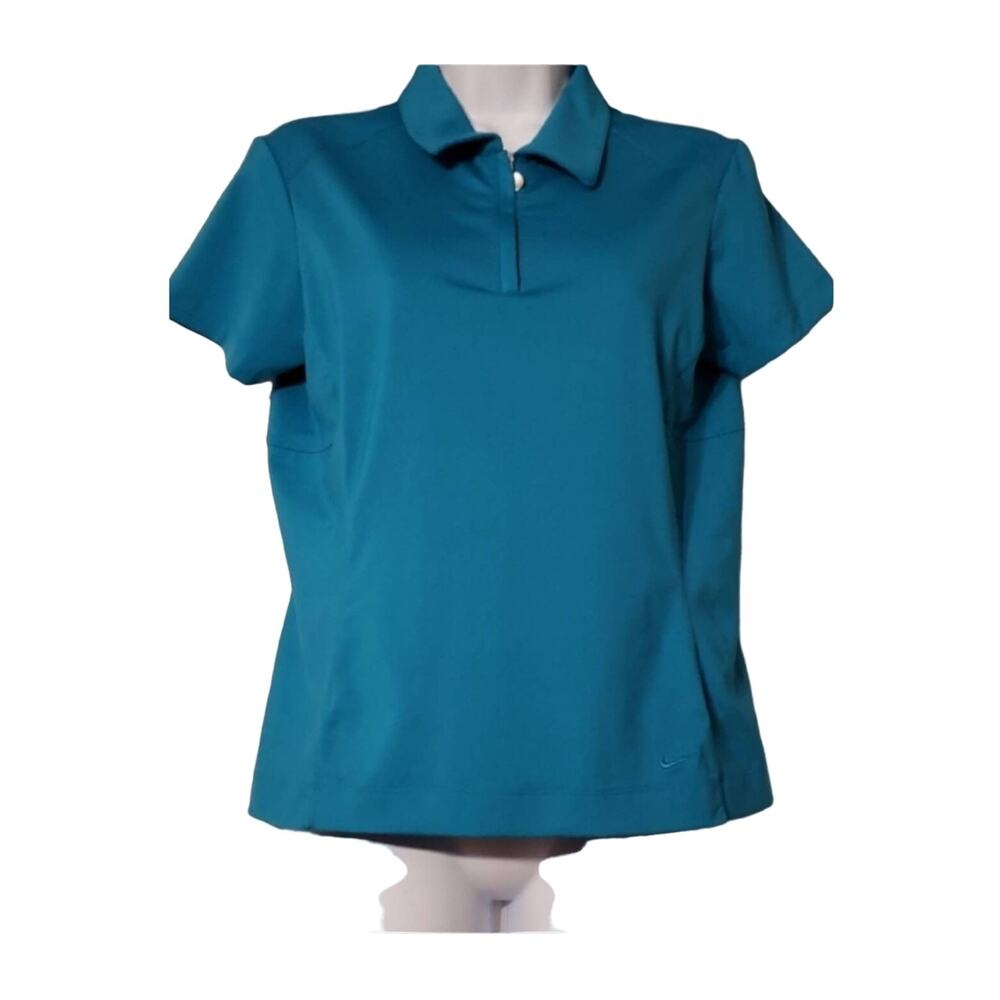 Nike Golf Fit Dri Mesh Open Back Polo 1/4 Zip Teal Size S